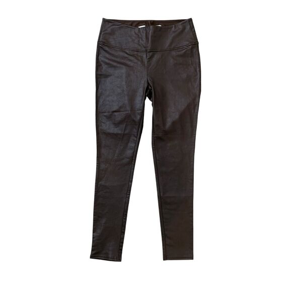 Seven7 Leggings Womens L Large Espresso Mid Rise Stretch Faux Leather Stretch - Picture 1 of 10